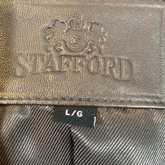 SOLD Stafford Brown Leather Blazer Jacket Vintage Mint Condition Men's - Picture 3 of 13